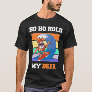 Camiseta Papai Noel Surfista de Cerveja Ho Ho Segurei Festa