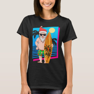 Camiseta Papai Noel Surfista de Verão Havaiano Natal Divert