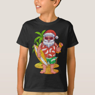 Camiseta Papai Noel Surfista Tropical Havaí Natal de Verão