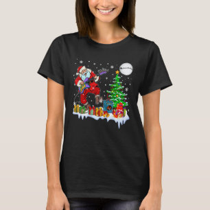 Camiseta Papai Noel Tocando Guitarra Árvore de Natal Guitar