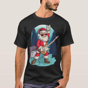 Camiseta Papai Noel tocando Guitarra Engraçado Rock Natal M