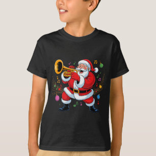 Camiseta Papai Noel Tocando Trombeta Natal Divertido Christ