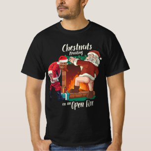Camiseta Papai Noel Travesso & Trump Piada de Comida Suja A
