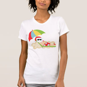 Camiseta Papai noel tropical na praia