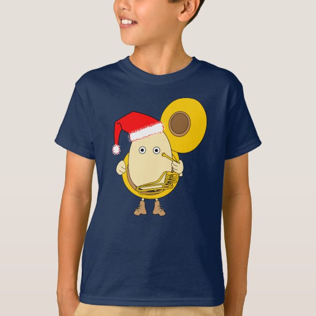 Camiseta Papai noel Tuba Player Egghead (Frente)