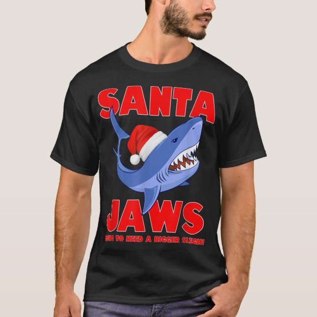 Camiseta Papai noel Tubarão-Tubarão-natalino design engraça (Frente)