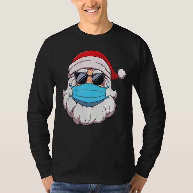 Camiseta Papai Noel Usando Máscara E Óculos De Sol Quarente (Frente)