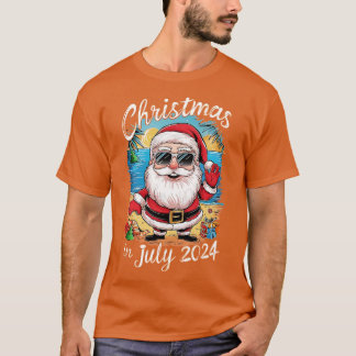 Camiseta Papai Noel vestindo óculos escuros com reflexo de