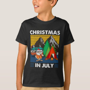 Camiseta Papai Noel Vintage Com Fogo de Acampamento na Tend