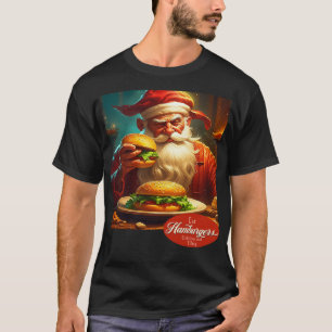 Camiseta Papai Noel Vintage com Hambúrguer