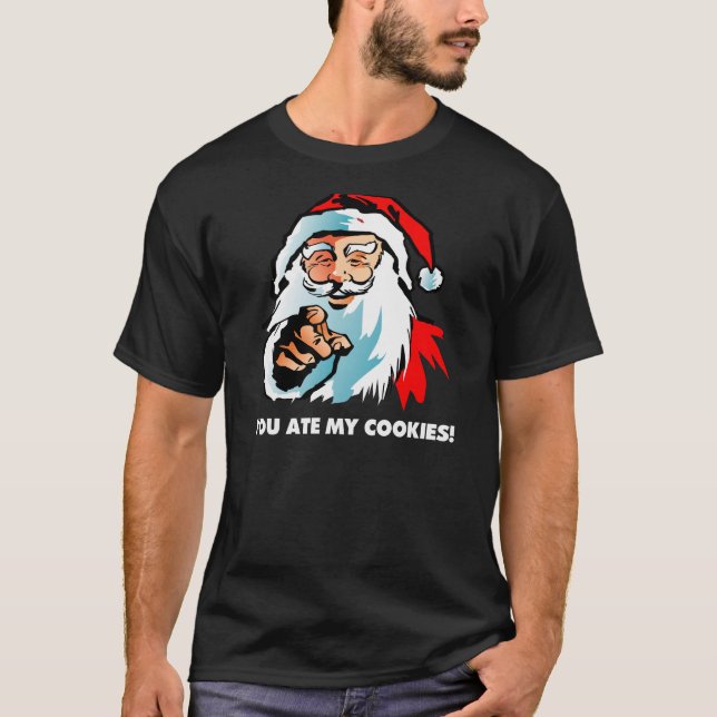 Camiseta Papai Noel: Você comeu meus biscoitos (Frente)