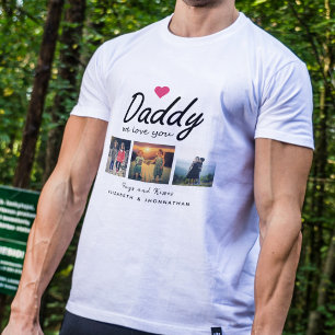 Camiseta Papai, nós te amamos Script 3 Colagem de Fotos Pai