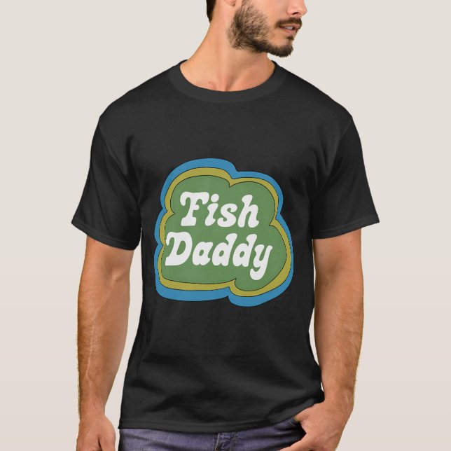 Camiseta Papai Peixe (Verde no Azul) (Frente)