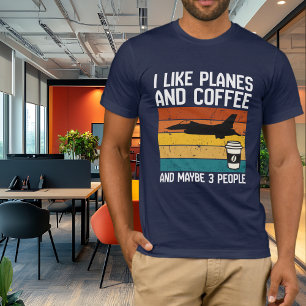 Camiseta Papai Piada de Aniversário Eu Gosto de Aviões Café