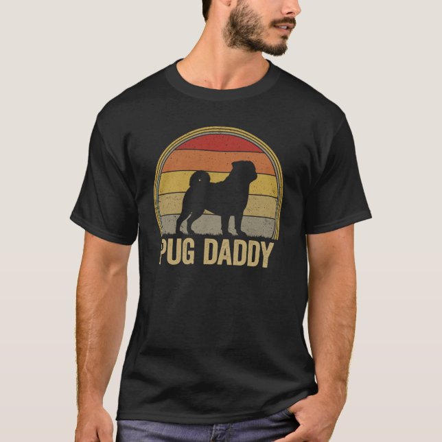 Camiseta Papai Pug Engraçado Presente Retro para Pai de Cac (Frente)