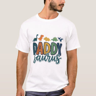 Camiseta Papai Saurus Pai Dinossauro Fofo Design Vetorial_1