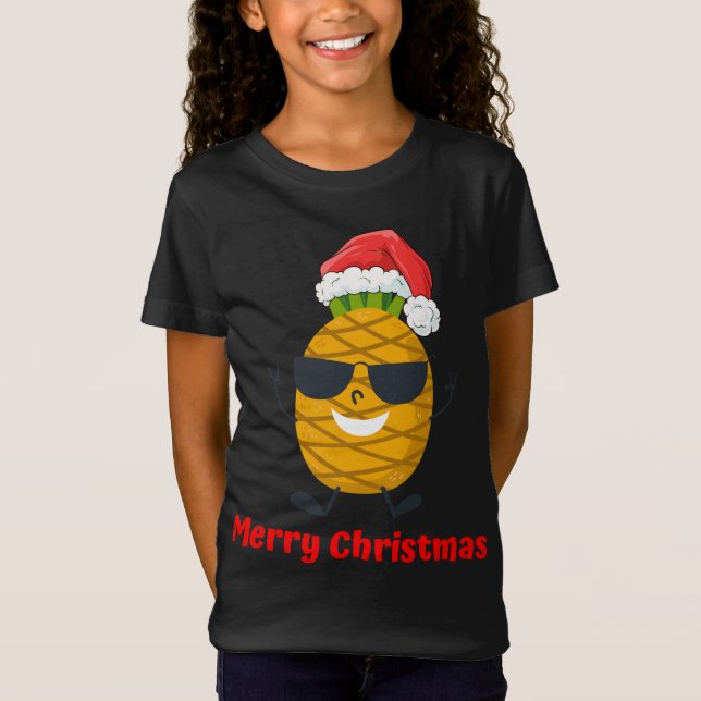 Camiseta Papais noeis Abacaxi Merry Árvore de Natal Pajama  (Frente)
