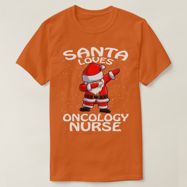 Camiseta Papais noeis adoram a Oncologia enfermeira no Nata (Frente do Design)
