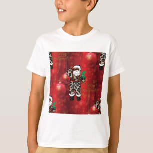 Camiseta papais noeis africanos do leopardo-claus vermelho
