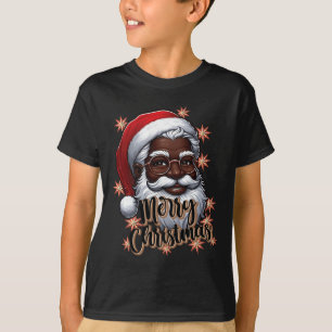 Camiseta Papais noeis Afro-Americanos Natal Pajama Black X-
