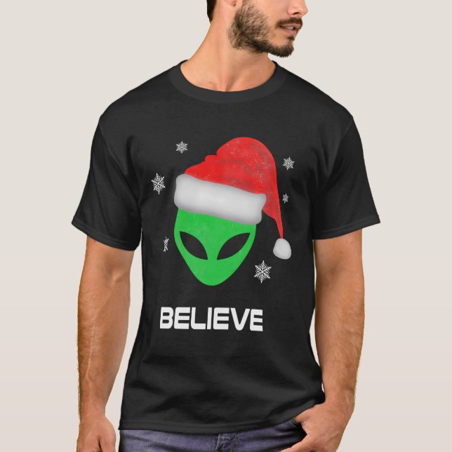 Camiseta Papais noeis Alienígenas engraçadas Presente de Na (Frente)