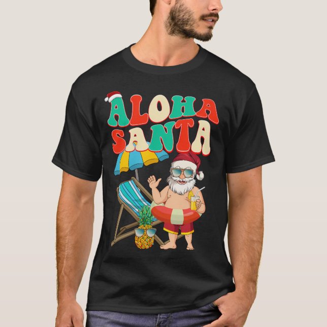 Camiseta Papais noeis Aloha Em Julho Papai Noel (Frente)