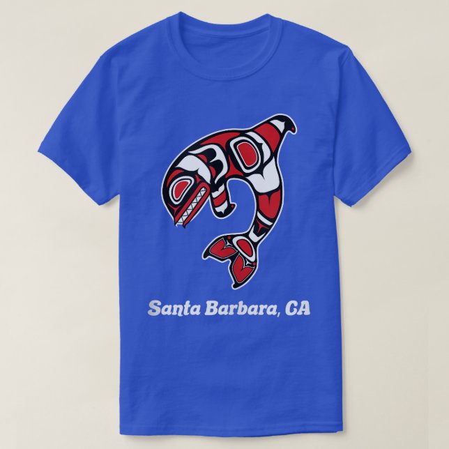Camiseta Papais noeis Americanos Barbara CA Tribal Orca Kil (Frente do Design)