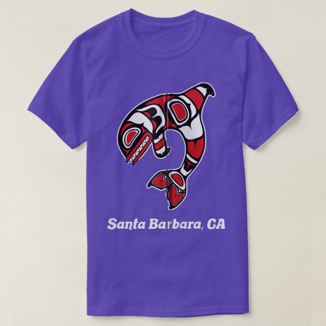 Camiseta Papais noeis Americanos Barbara CA Tribal Orca Kil (Frente do Design)