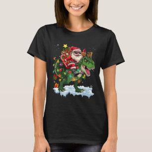 Camiseta Papais noeis Andando À Luz Da Árvore De Natal Do D