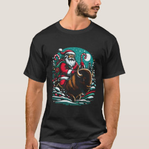 Camiseta Papais noeis Andando Bison As cores do tema de Nat