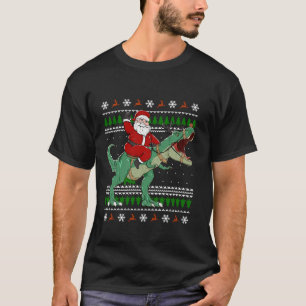 Camiseta Papais noeis Andando Dino Engraçado Natal Feio Sué
