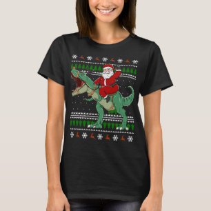 Camiseta Papais noeis Andando Dino Engraçado Natal Ugly Swe