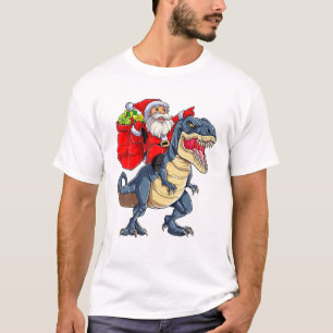 Camiseta Papais noeis Andando Dinossauro T Rex Presentes de