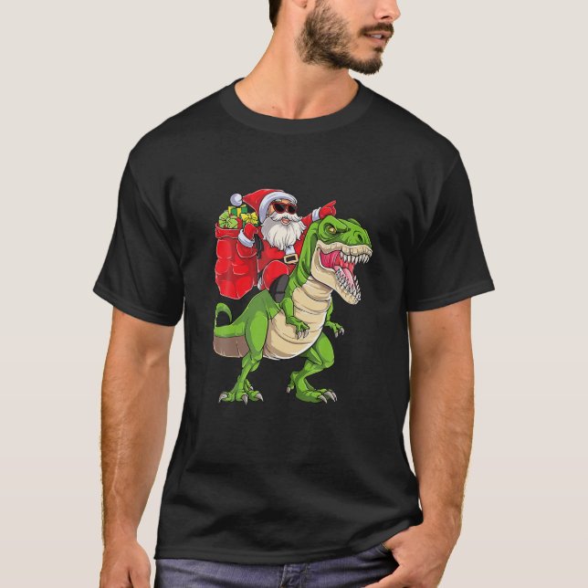 Camiseta Papais noeis Andando Dinossauros T Rex Boys de Nat (Frente)