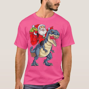 Camiseta Papais noeis Andando Dinossauros T rex natalinos M