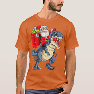 Camiseta Papais noeis Andando Dinossauros T rex natalinos M
