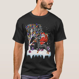 Camiseta Papais noeis Andando Doberman Pinscher Cachorro 19