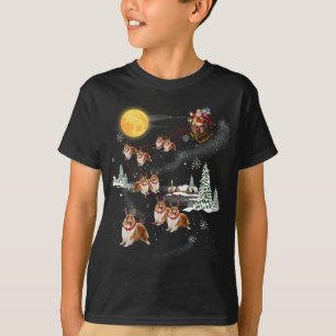 Camiseta Papais noeis Andando em Massa Collie Dog Família P