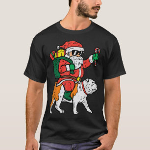 Camiseta Papais noeis Andando Inglês Bulldog Natal PJs Xmas