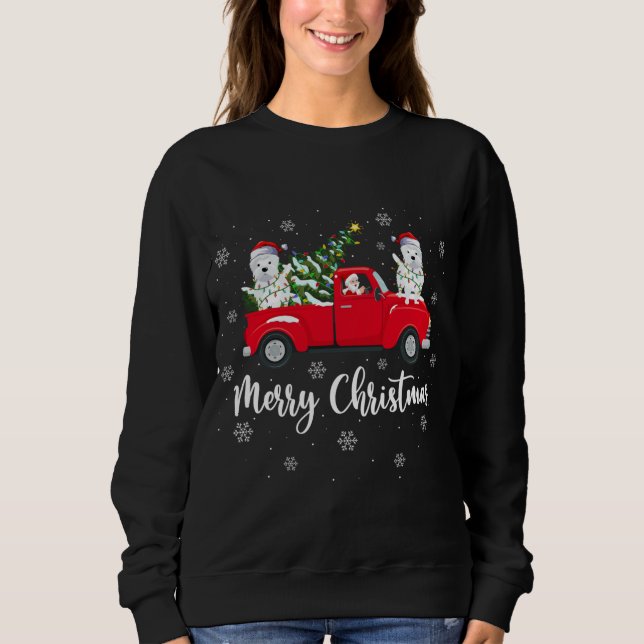 Camiseta Papais noeis Andando na Árvore de Natal Cachorro d (Frente)