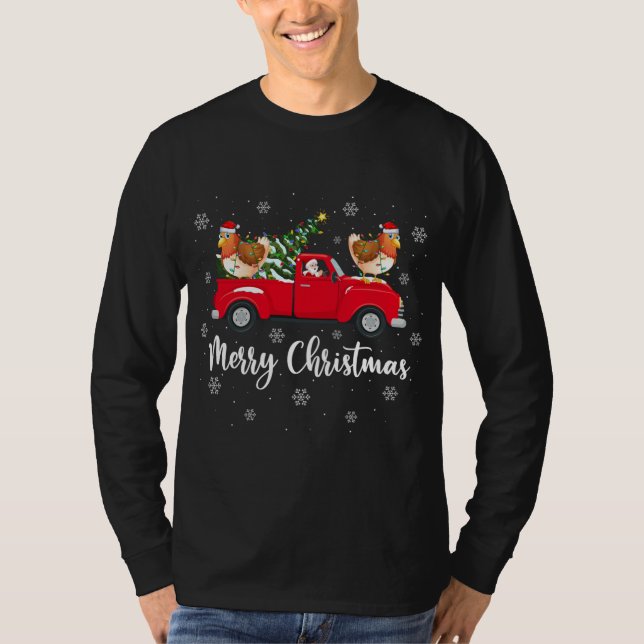 Camiseta Papais noeis Andando Na Árvore De Natal, Galinha D (Frente)