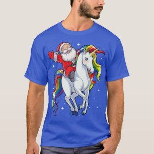 Camiseta Papais noeis Andando no Unicorn Natal Oferece Espa