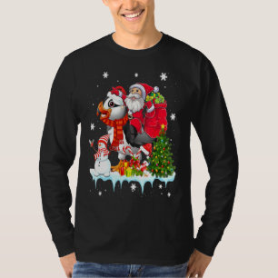 Camiseta Papais noeis Andando Puffin Pássaro Natal Família