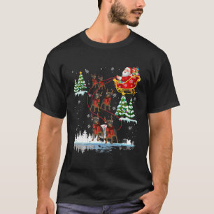 Camiseta Papais noeis Andando Rottweiler Reindeer Natal Paj