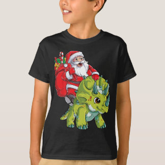Camiseta Papais noeis Andando Tricerátops Dinossauros Boys