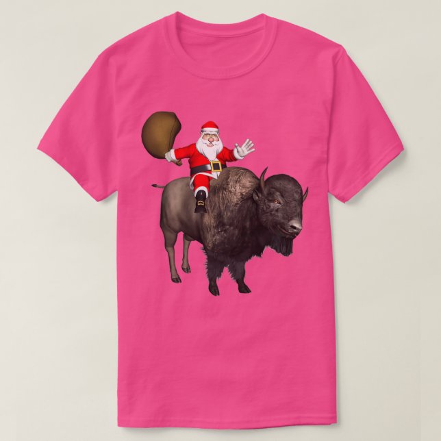 Camiseta Papais noeis Andando Um Bison (Frente do Design)