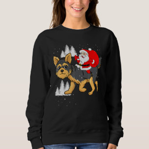 Camiseta Papais noeis Andando Yorkshire Terrier Christmas P