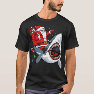 Camiseta Papais noeis Ani no Natal do Tubarão Pajama Cute O