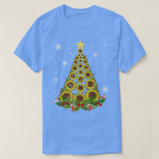 Camiseta Papais noeis Árvore de Natal de Girassol Xmas Luze (Frente do Design)