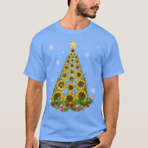 Camiseta Papais noeis Árvore de Natal de Girassol Xmas Luze